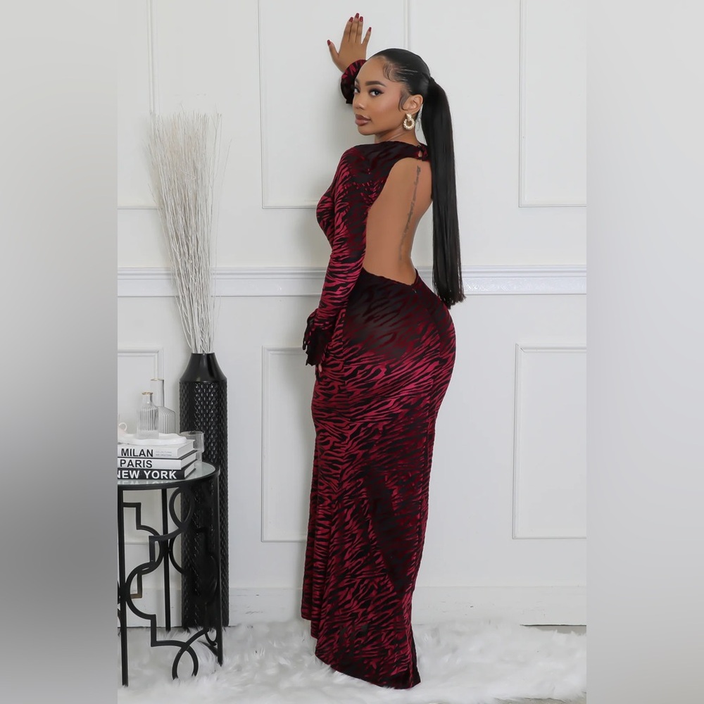 Elegant Red and Black Women's Dress